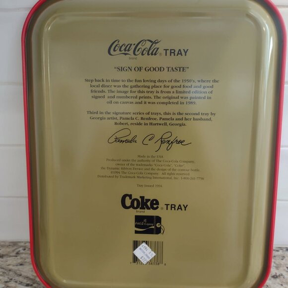 Coca Cola Vintage 1994 Diner Tray "Sign of Good Taste" by artists Pamela Renfroe - Picture 2 of 3